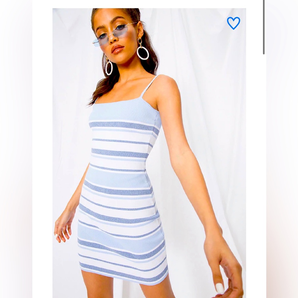 Superdown Dionne tube dress blue and white size medium like new